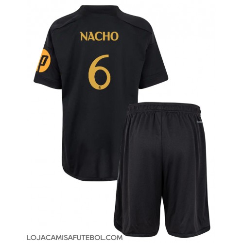 Camisa de Futebol Real Madrid Nacho Fernandez #6 Equipamento Alternativo Infantil 2023-24 Manga Curta (+ Calças curtas)